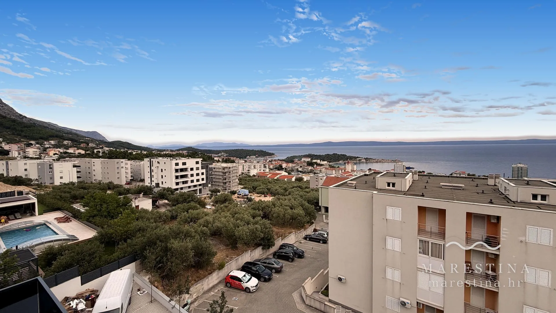 Meerblick über Makarska Richtung Brač und Hvar von der Marestina